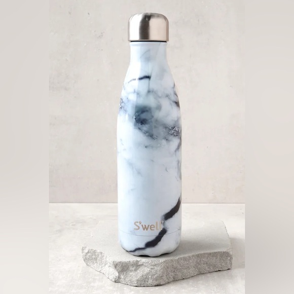 S'well White Marble Pattern Stainless Steel Reusable Insulated Water Bottle - Picture 1 of 10